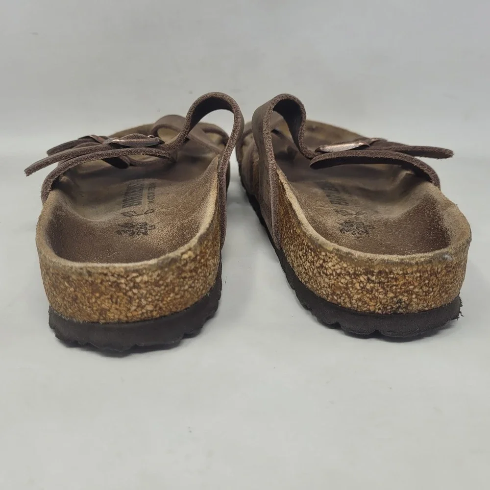 Birkenstock Mayari Sandals EU36 US5.5 Brown Oiled Leather Strappy Flat Comfort